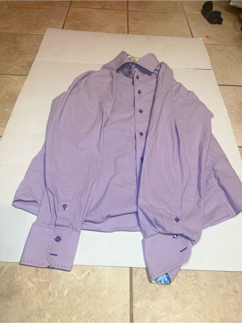 Stone Rose Lavender Dress Shirt with Purple Buttons
